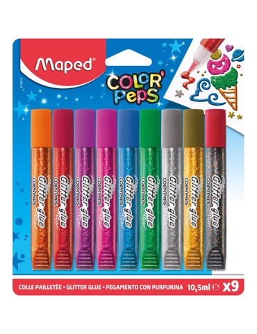 Χρυσόκολλα Glitter Maped 10.5ml Σετ 9τμχ. 
