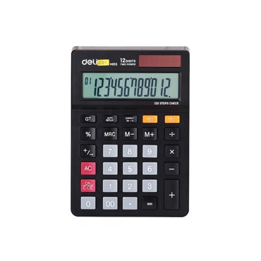 Αριθμομηχανή Deli Γραφείου Μεσαία (12 ψηφίων) Μπαταρίας / Ηλιακή